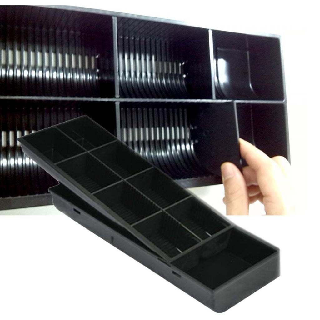 NNEAGS 2X 4 Bills 8 Coins Cash Tray With Lockable Lid Heavy Duty Spare Cash Tray Black