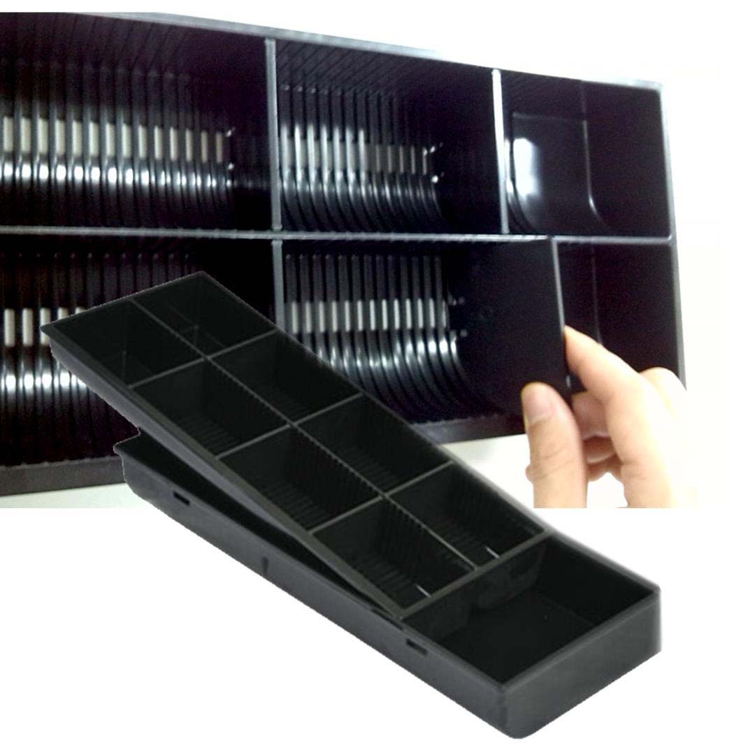 NNEAGS 2X 4 Bills 8 Coins Cash Tray With Lockable Lid Heavy Duty Spare Cash Tray Black