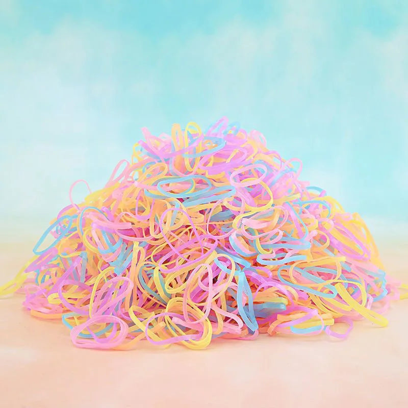 1000Pcs Colorful Disposable Hair Bands Girls Elastic Rubber Band Kids Ponytail Holder Headband Children Hair Accessories