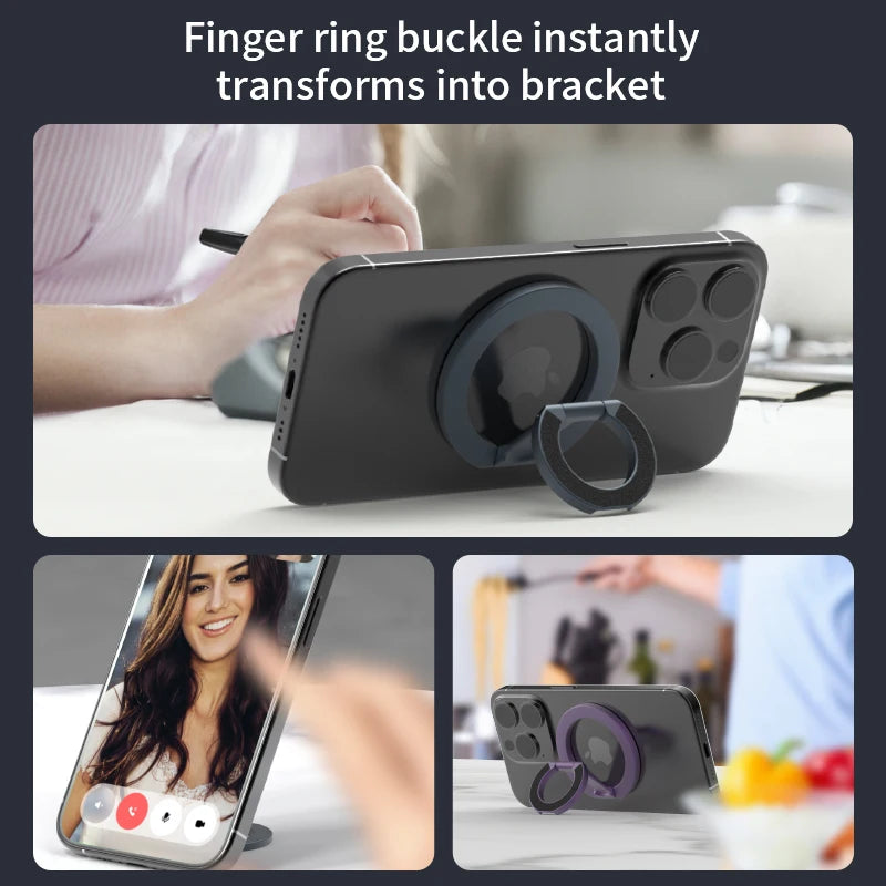 Double Sided Magnetic Phone Ring Holder for MagSafe Portable Folding Cellphone Stand Accessory Grip Bracket Support for IPhone
