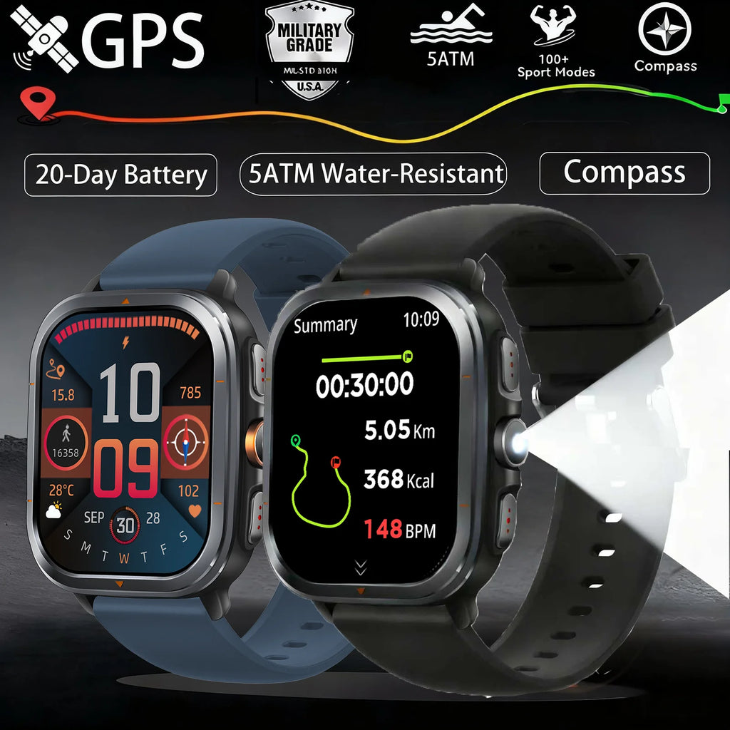 2025 New Military Smart Watches Bulit-in GPS Offline Maps Compass Altimeter Barometric 3ATM Waterproof Sports Smartwatches Men