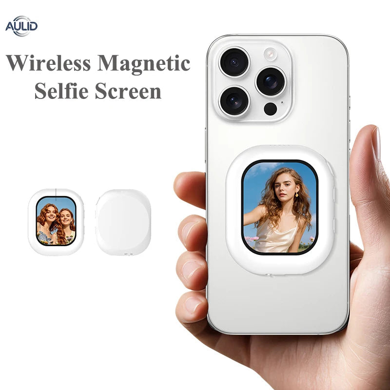 Mini Magnetic Selfie Screen Monitor Wireless Back Camera Shooting for iPhone Android Phone Vlog Live Photography Accessory