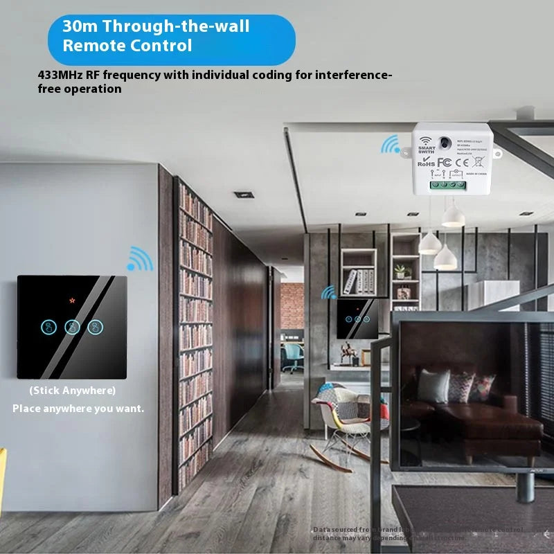 The Tuya smart switch-off device features wireless touch, WiFi, random stickers, APP remote control, Alexa voice control, and ti
