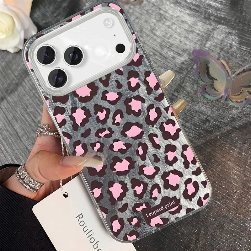 Modern Glittery Silver Leopard Phone Accessories Case For iPhone 15 Plus 16 17 Pro Max 14 13 12 11 X XS XR 7 8 Protective Cover