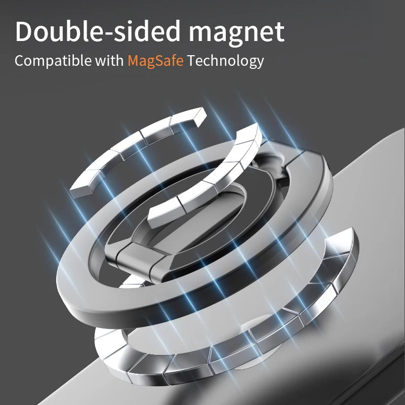 Double Sided Magnetic Phone Ring Holder for MagSafe Portable Folding Cellphone Stand Accessory Grip Bracket Support for IPhone