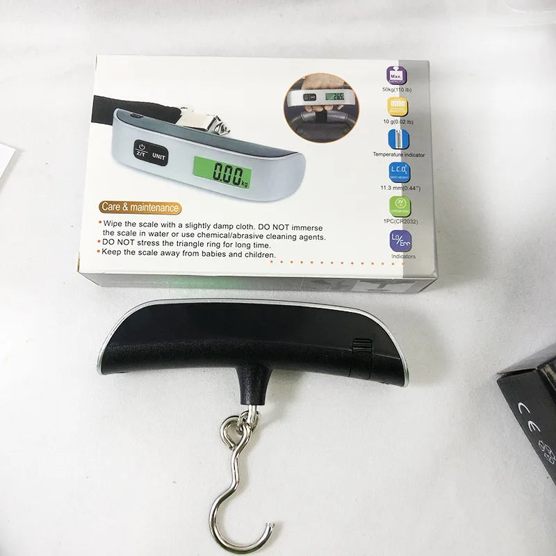 50kg Portable Hanging Scale Electronic Hand Luggage Scale Digital Display Suitcase 110lb Travel Baggage Bag Weighing Tools