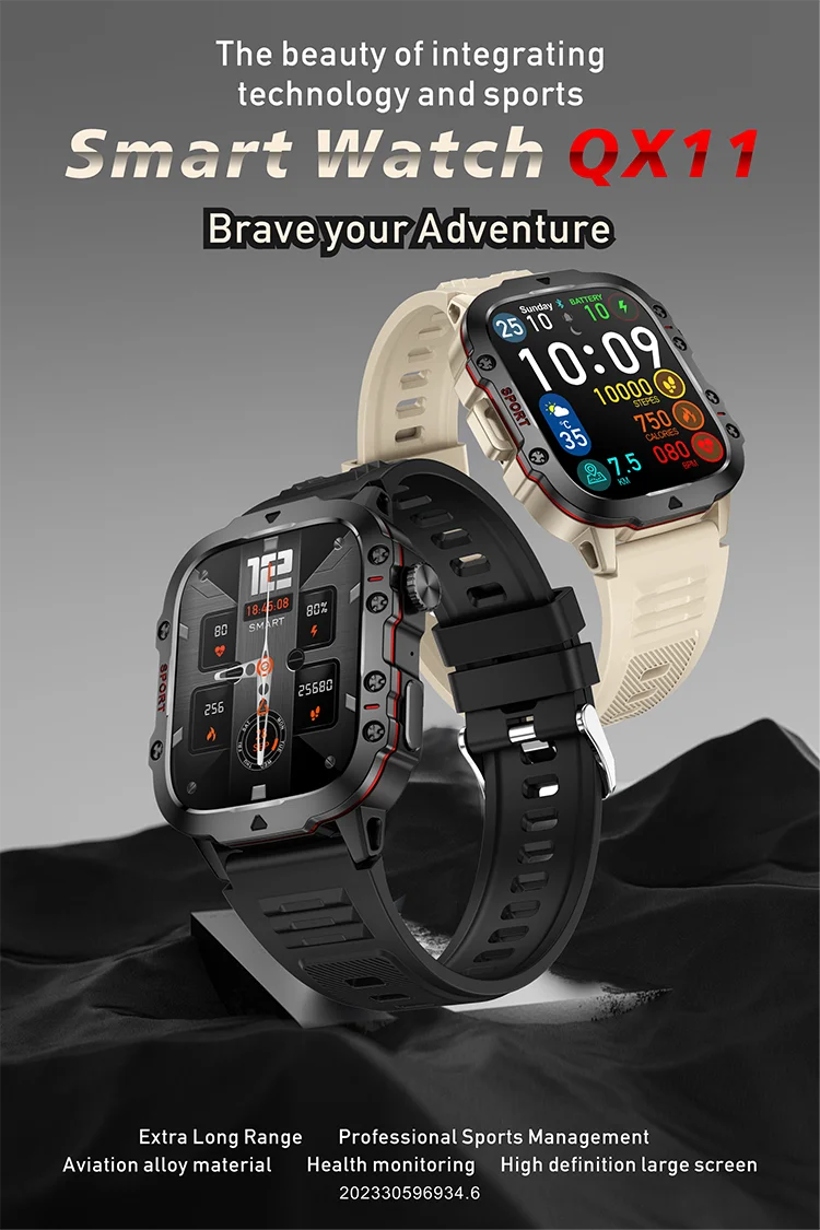 QX11 Smart Watch 2024 New 420Mah Battery Outdoor Rugged Waterproof Durable Smartwatch Reloj for Men Hombre