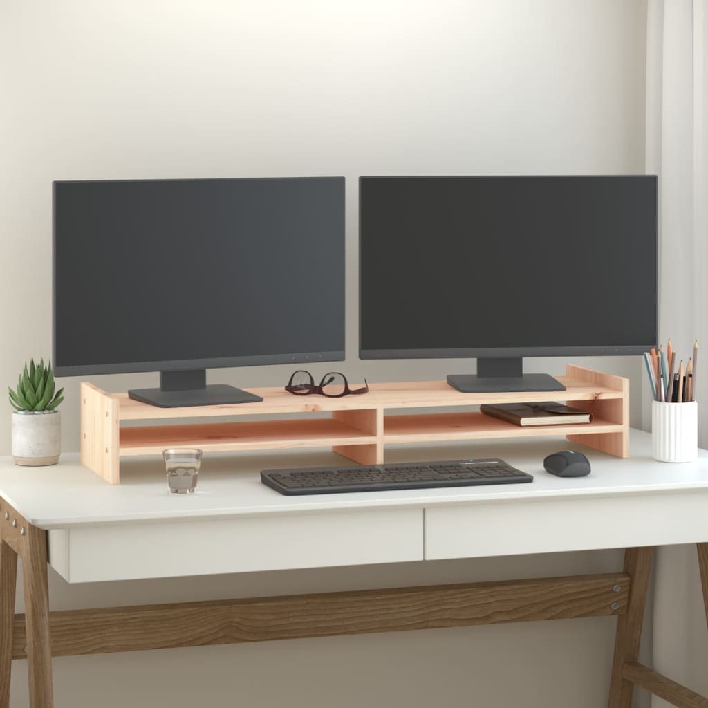 NNEVL Monitor Stand 100x27x15 cm Solid Wood Pine