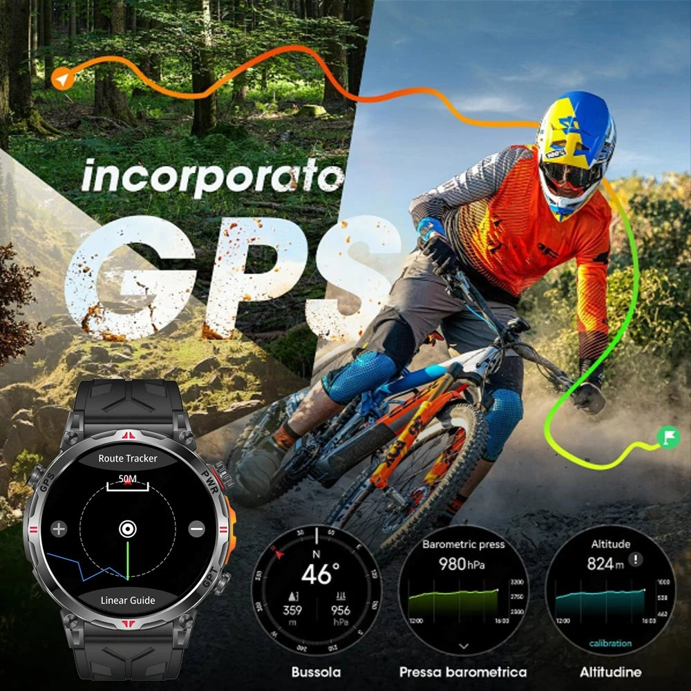 Military Grade GPS Smart Watch Men AMOLED Screen 500mAh Battery 5ATM Waterproof Sports Health Monitoring Bluetooth Call Watches
