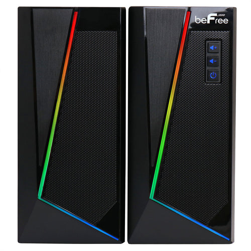 beFree Sound 2.0 Computer Gaming Speakers w/ LED RGB Lights..-0