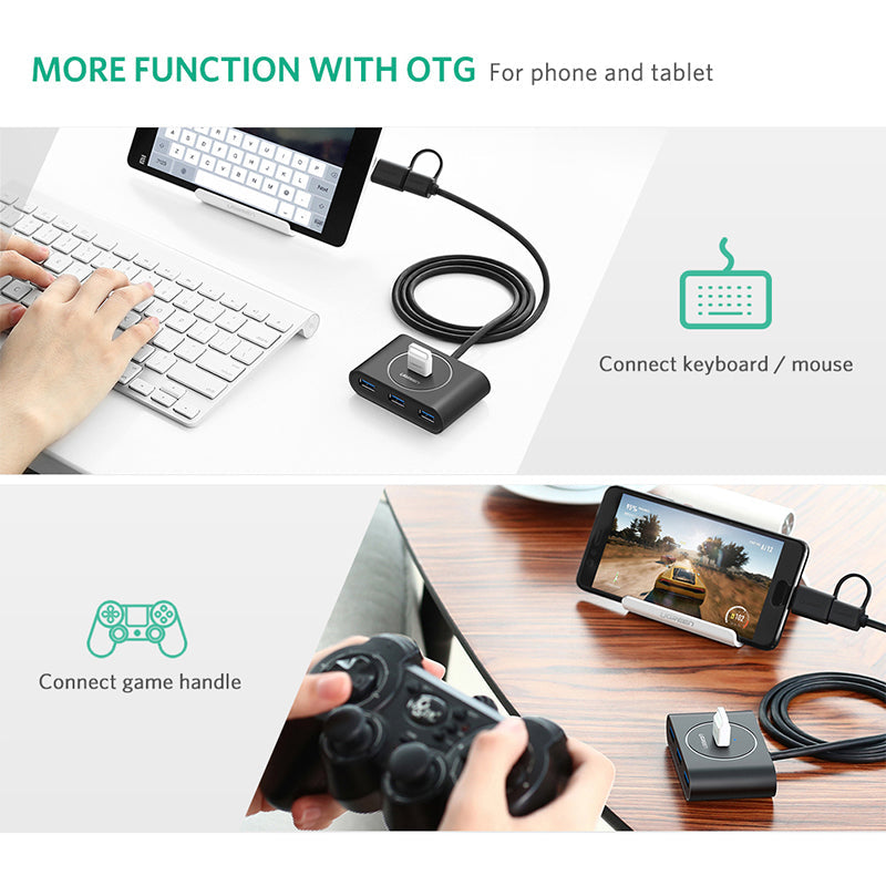 NNEDSZ USB 3.0 Hub With Type C port Black 1M (40850)