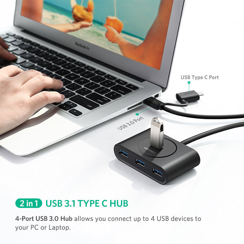 NNEDSZ USB 3.0 Hub With Type C port Black 1M (40850)