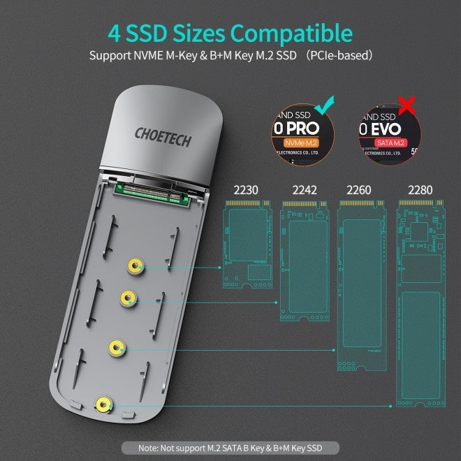 NNEDSZ PC-HDE16 USB-C to M.2 B-Key Hard Drive Enclosure (10Gbps)