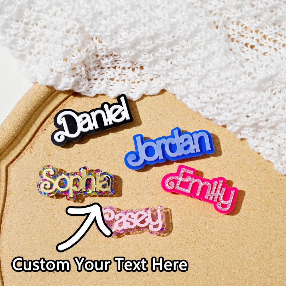 1 PC Personalized Name Shoe Charms | Custom Text Cut-Out Charms | Multi Color Acrylic Clog Accessories