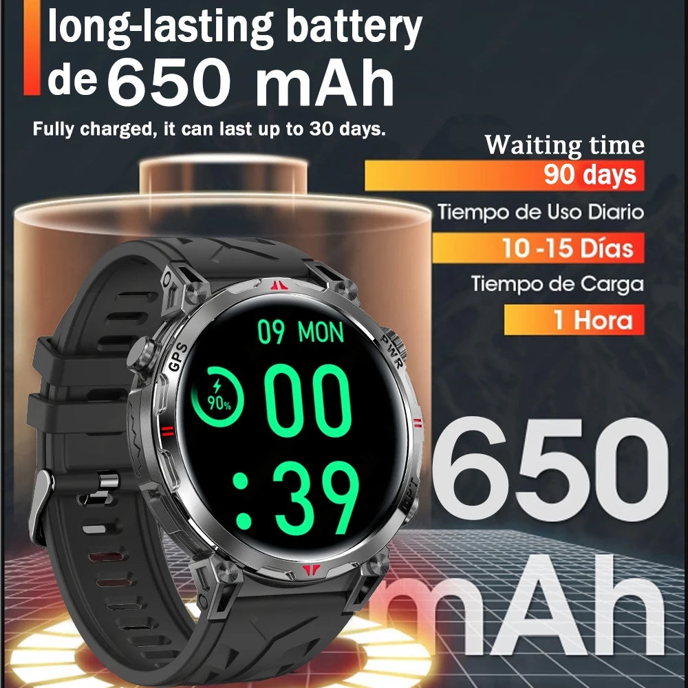 Military Grade GPS Smart Watch Men AMOLED Screen 500mAh Battery 5ATM Waterproof Sports Health Monitoring Bluetooth Call Watches