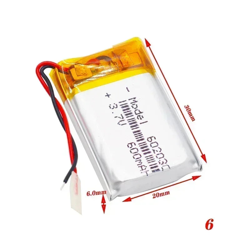 3.7V 600mAh 602030 Lithium Battery 502030 052030 Lithium Polymer Batteries for Wireless Bluetooth Headset Toy Smart Watch