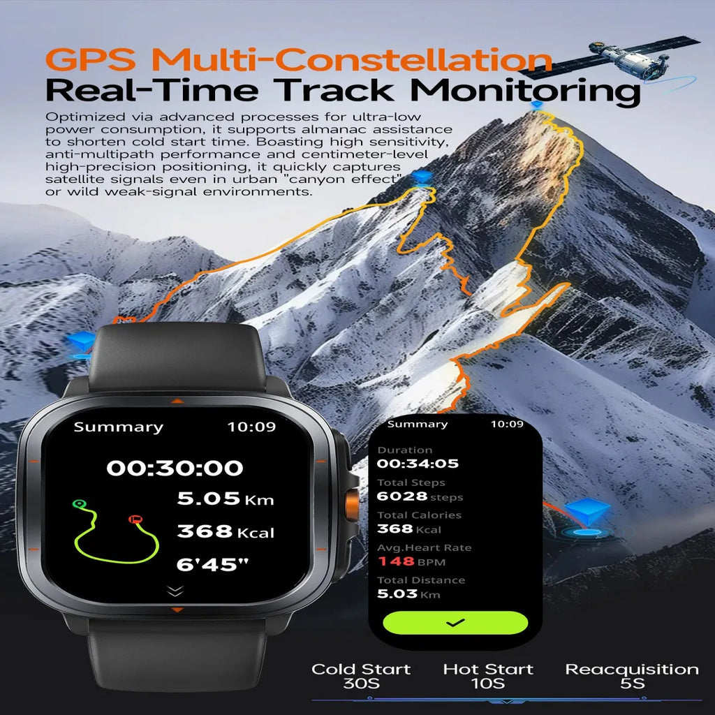 2025 New Military Smart Watches Bulit-in GPS Offline Maps Compass Altimeter Barometric 3ATM Waterproof Sports Smartwatches Men