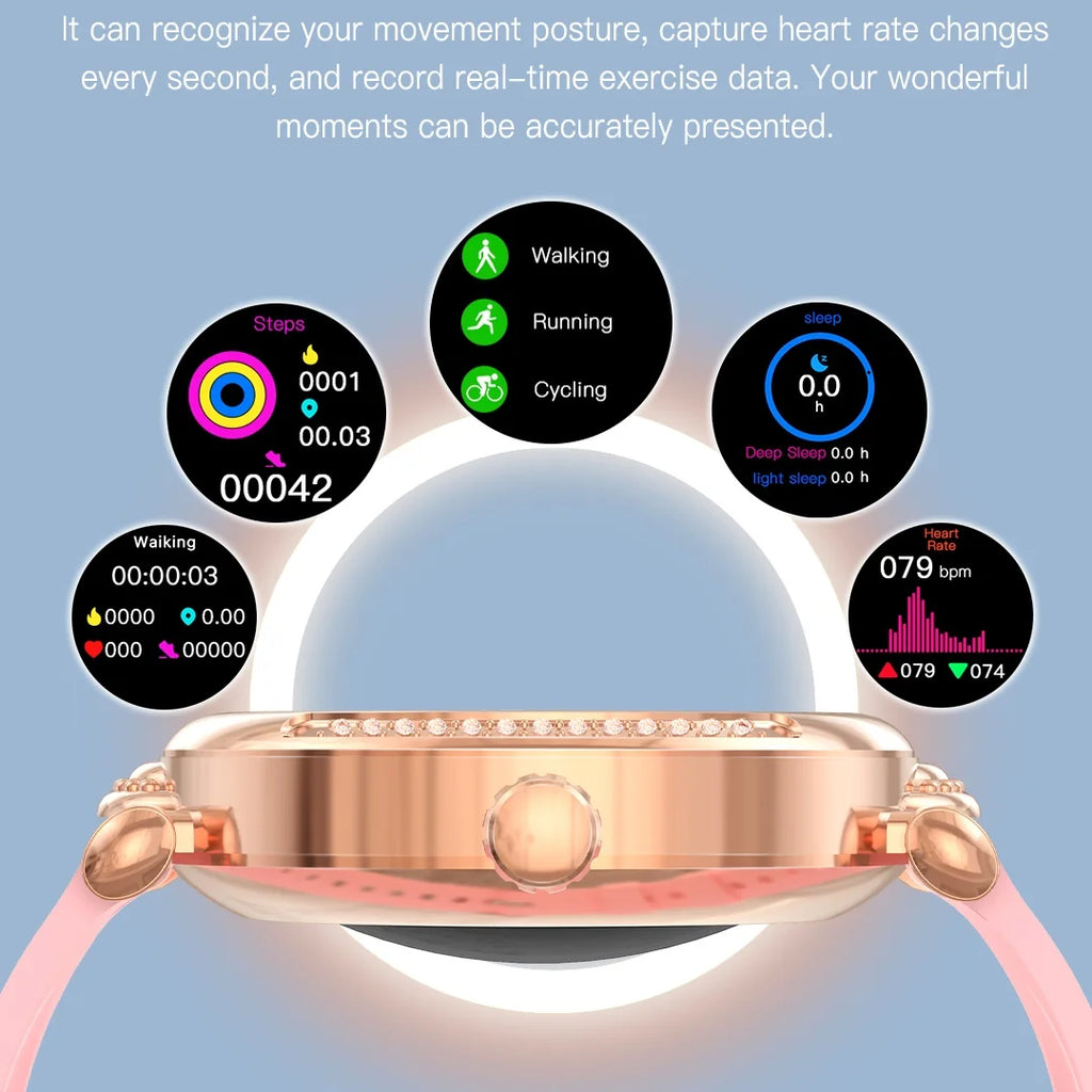 Smart Watch for Women 24 Hours Health Rate Sleeping Monitor Outdoor Activities Tracker Sport Watch with Calorie Cycling Watch