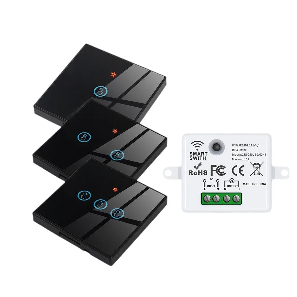 The Tuya smart switch-off device features wireless touch, WiFi, random stickers, APP remote control, Alexa voice control, and ti