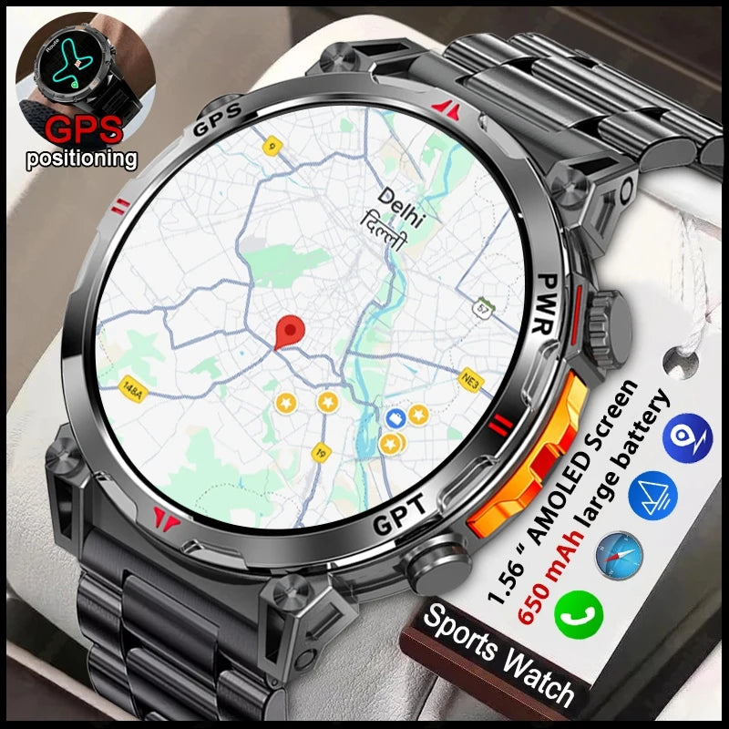 Military Grade GPS Smart Watch Men AMOLED Screen 500mAh Battery 5ATM Waterproof Sports Health Monitoring Bluetooth Call Watches